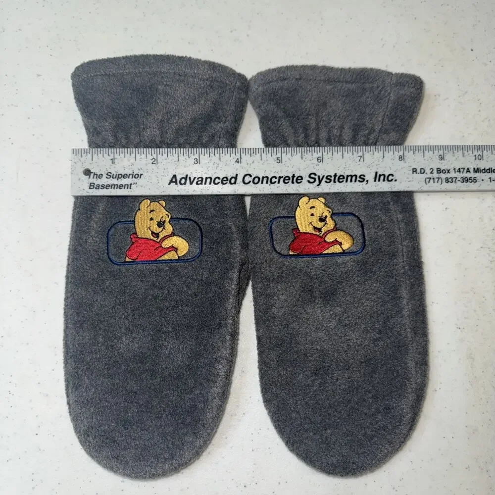 Vintage Disney Winnie The Pooh‎ Bear Fleece Mittens Embroidered Adult Teen Size